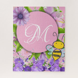 Puzzles Pink Floral Monogram