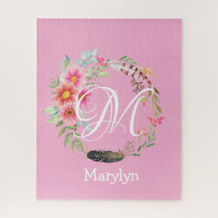 Puzzles Pink Floral Monogramme