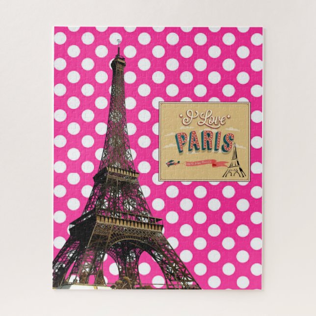Puzzles Pink Polka point, Paris France (Vertical)