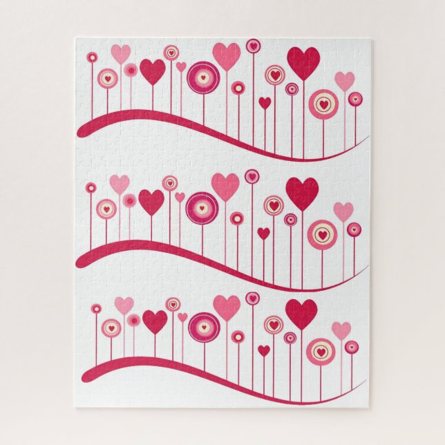 Puzzles Pink Red Hearts Happy Valentine's Day (Vertical)