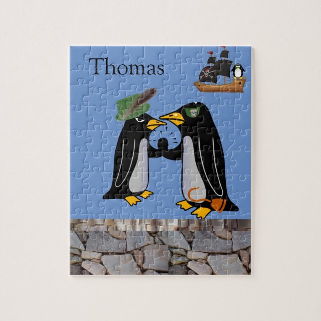 Puzzles Pirate Pierre blanche et noire de pingouin (Vertical)
