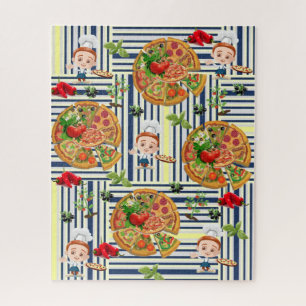 Puzzles Pizza Party Bleu et blanc