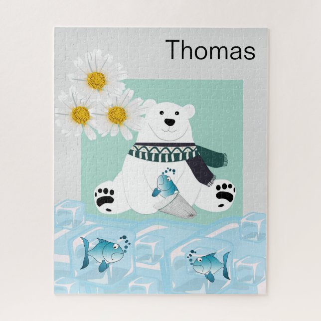 Puzzles Polar Bear Fish Ice Daisy Floral (Vertical)