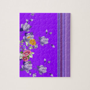 Puzzles Rayures violettes Fleurs florales