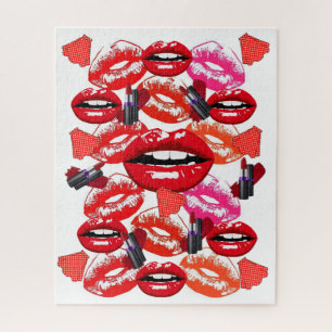 Puzzles Red Lipstick Makeup Lips