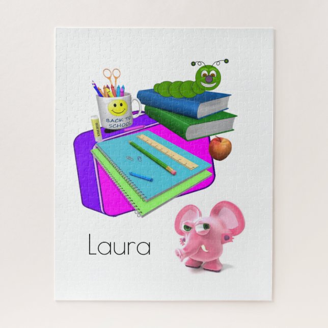 Puzzles Retour à l'école vers porc rose (Vertical)