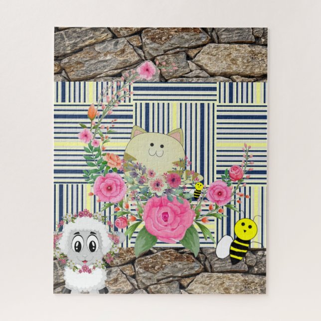 Puzzles Rock Cat Sheep Floral Bumblebee Floral (Vertical)