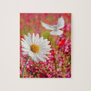 Puzzles Rose White Dove Daisy