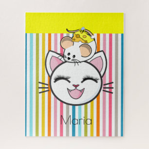 Puzzles Stripe Cat Mouse Cheese