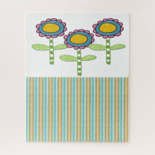 Puzzles Stripe Flowers Floral