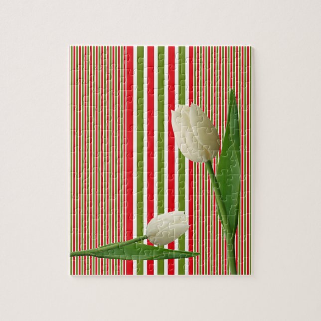Puzzles Tulipes blanches Blancs rouges et blancs (Vertical)