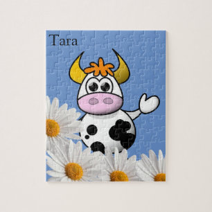 Puzzles Vache blanc marguerite florale