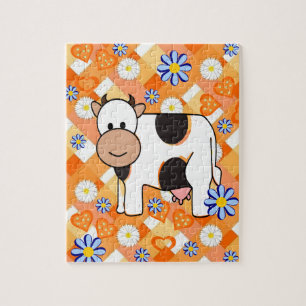 Puzzles Vache Orange Chevron Blue Stars