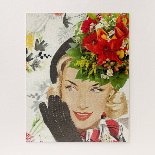 Puzzles Vintage Woman Floral (Vertical)