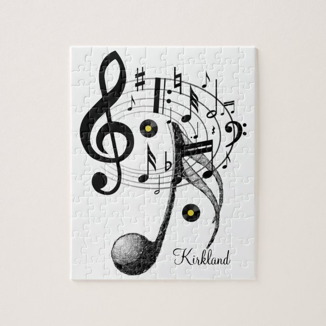 Puzzles White and Black Music Notes (Vertical)