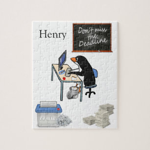 Puzzles White and Black Penguin Deadline Office