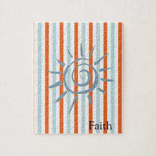Puzzles White and Orange Stripe Sun