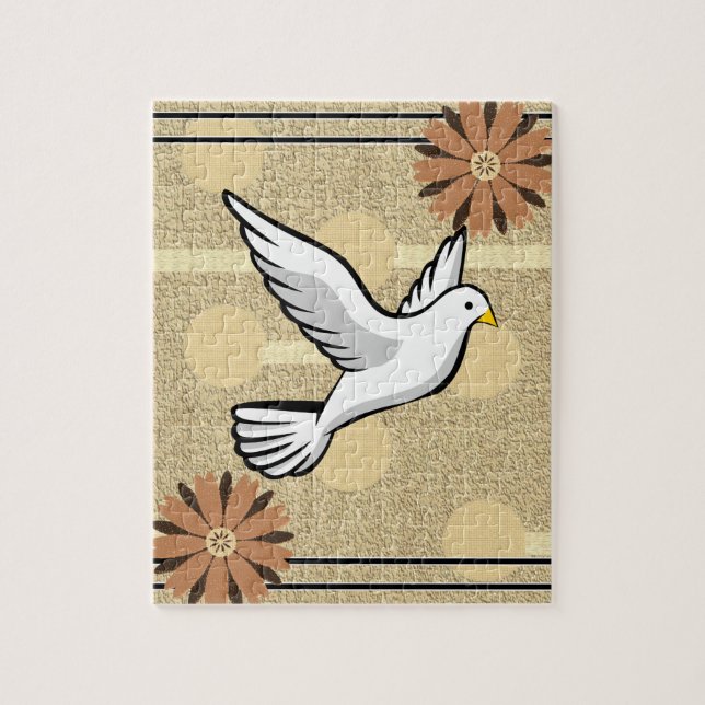 Puzzles White Dove Beige Circles (Vertical)