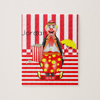 Puzzles White Red Stripe Clown Popcorn
