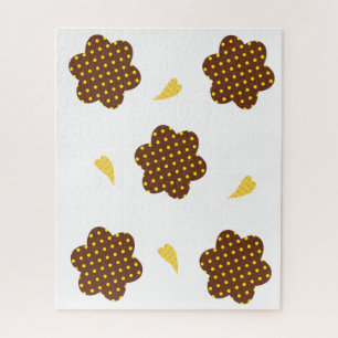 Puzzles Yellow & Brown Flowers Hearts