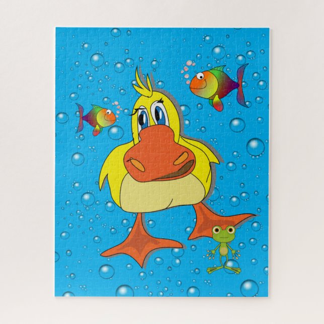Puzzles Yellow Duck Fish Ocean (Vertical)