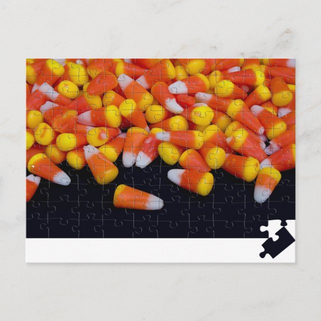 Puzzling Candy Corn Postcard (Front)