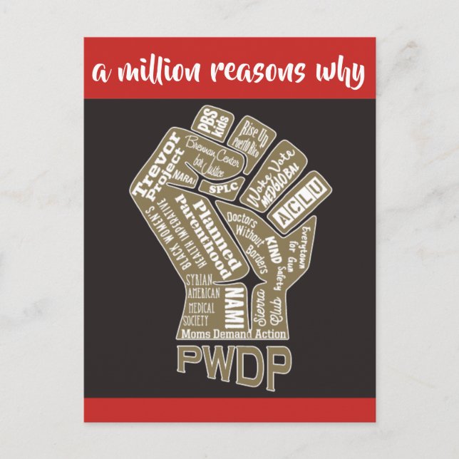 PWDP $1M Fist Postcard (Front)