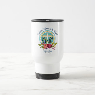 PWOC floral logo travel mug