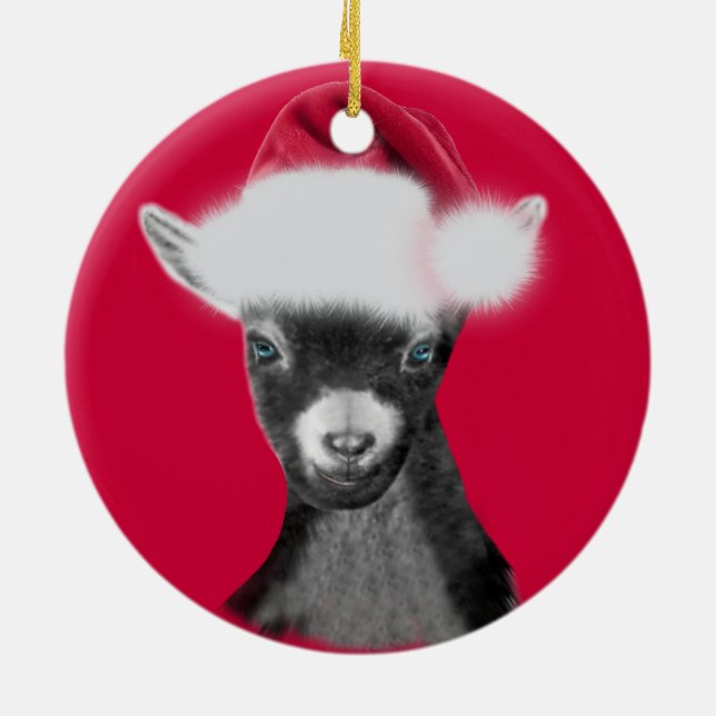 Pygmée Chèvre Santa Hat Ornement de Noël (Dos)