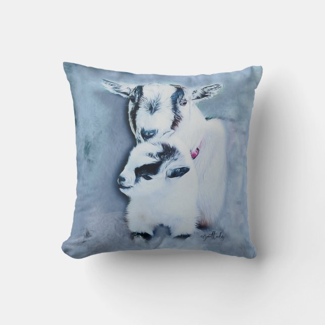 Pygmy Goat Lovers  Portrait of Mom and Baby Throw Pillow (Front)