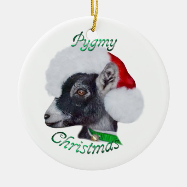 Pygmy Goat Santa Hat Christmas  Ornament (Front)