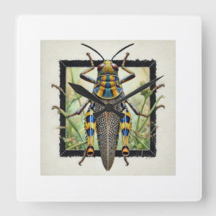 Pygmy Grasshopper 020924IREF232 - Watercolor Square Wall Clock