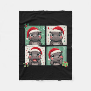 Pygmy Hippo Meme Santa Claus Hat Photobooth Funny  Fleece Blanket