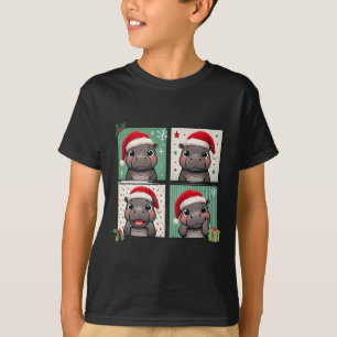 Pygmy Hippo Meme Santa Claus Hat Photobooth Funny T-Shirt