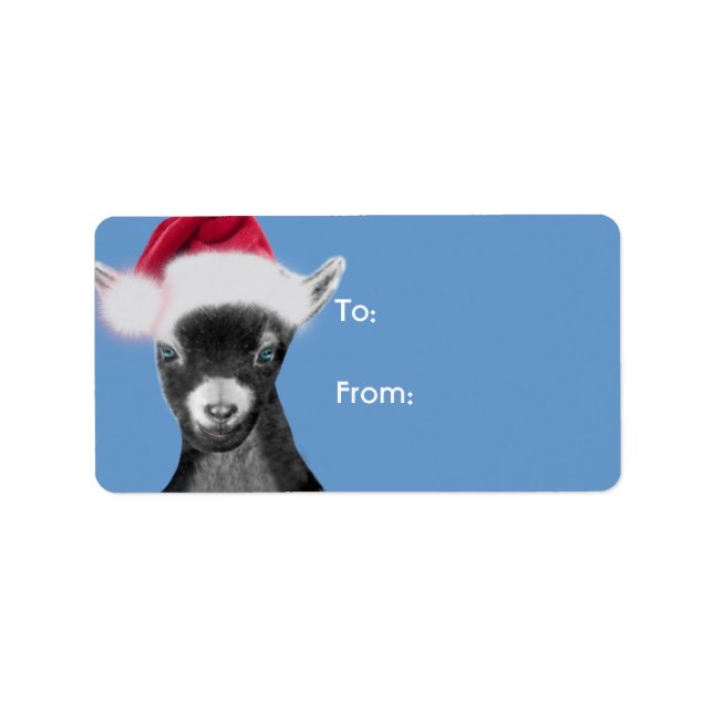 Pygora Goat  Santa Goat Christmas Gift Tag (Front)