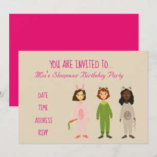Pyjama cute Slumber sleepover birthday party Invitation