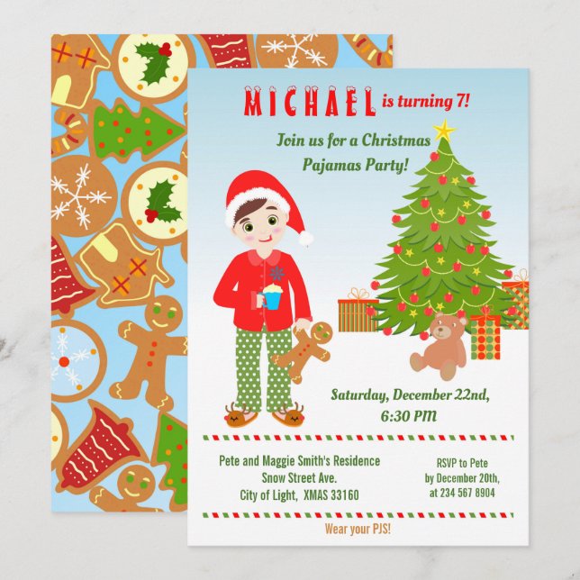 Pyjamas and Cookies Birthday Party  Invitation (Front/Back)