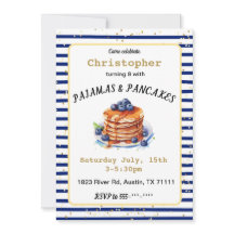Pyjamas and Pancakes Birthday Invitation