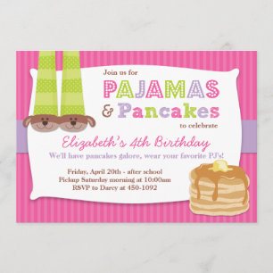 Pyjamas and Pancakes Birthday Party Sleepover Invitation