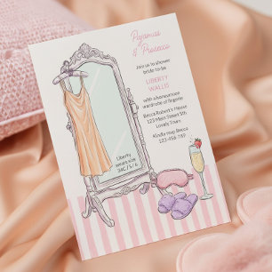 Pyjamas and Prosecco Pink Bridal Lingerie Shower Invitation