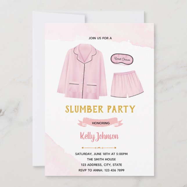 Pyjamas bridal shower bachelorette theme thank you card (Front)