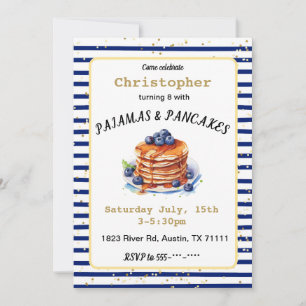 Pyjamas et crêpes Invitation d'anniversaire