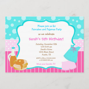 Pyjamas et invitations d'anniversaire de crêpe