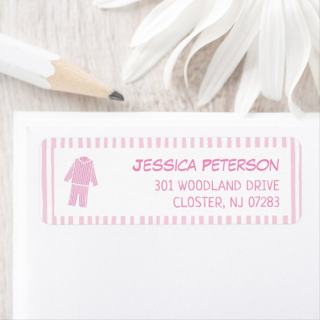Pyjamas Girl Birthday Party Return Address (Insitu)