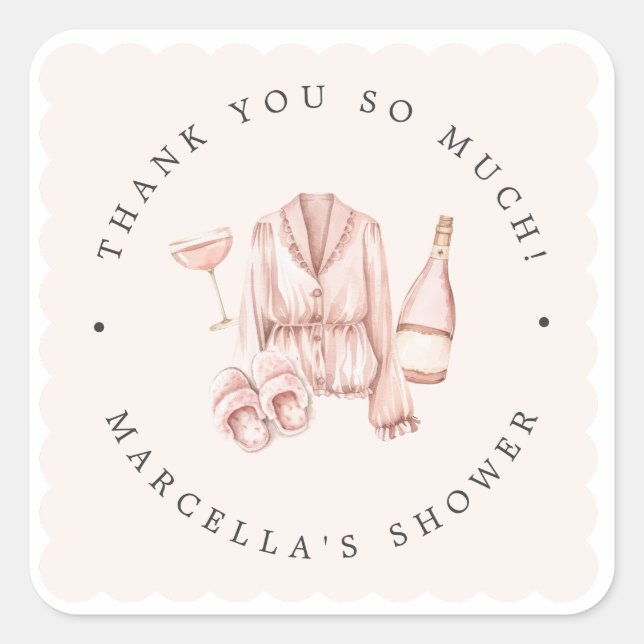 Pyjamas & Prosecco Bridal Shower Bachelorette Square Sticker (Front)