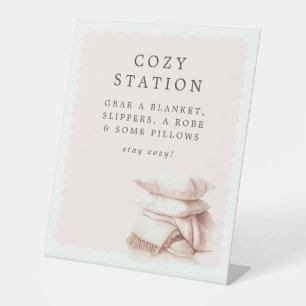 Pyjamas & Prosecco Bridal Shower Cozy Station Pedestal Sign