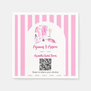 Pyjamas & Prosecco Bridal Shower QR Photo Share Napkin