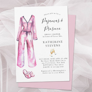 Pyjamas Prosecco PJ Lingerie Party Bridal Shower Invitation