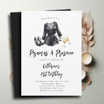 Pyjamas Prosecco PJ Party Black Chic 21st Birthday Invitation<br><div class="desc">Celebrate her 21st birthday with a fancy,  sassy and classy pajama party and our elegant invitation featuring watercolor illustrations of a black night robe,  black stilettos instead of slippers,  and two champagne flutes,  titled "Pyjamas & Prosecco."</div>