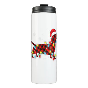 Pyjamas Red Buffalo Plaid Dachshund Dog Merry Chri Thermal Tumbler